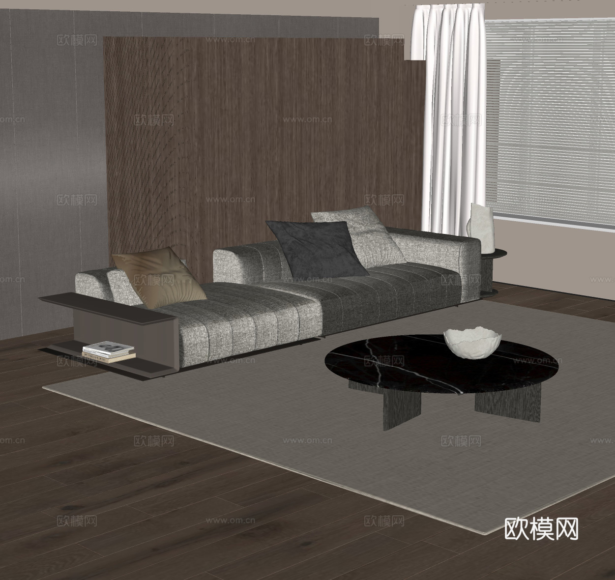 现代沙发茶几 客厅沙发 minotti 布艺沙发 休闲沙发su模型