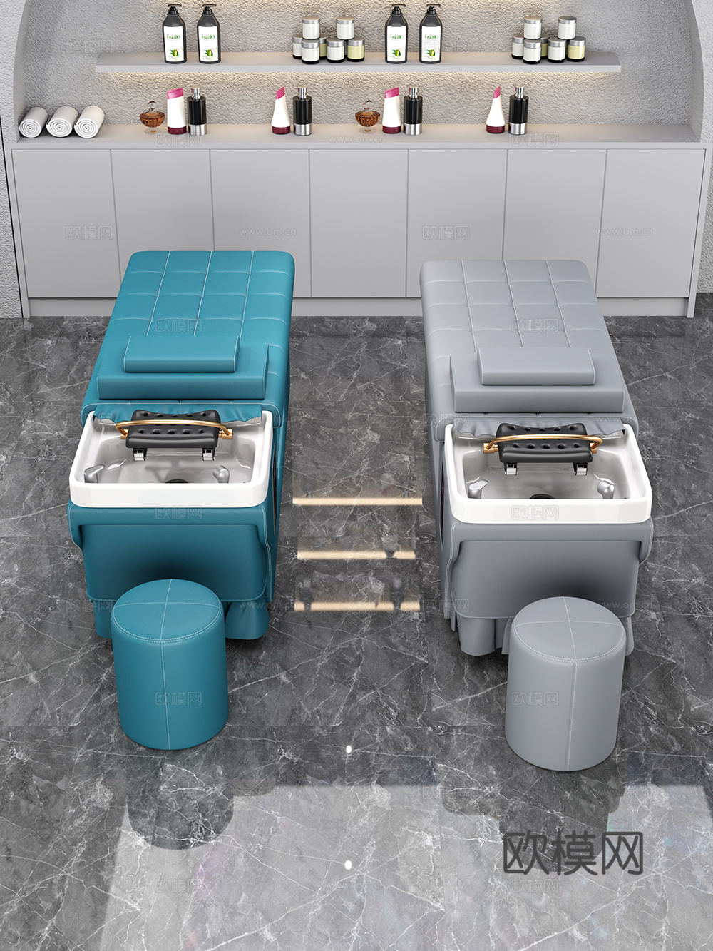 洗头床  理发店  洗头区3d模型