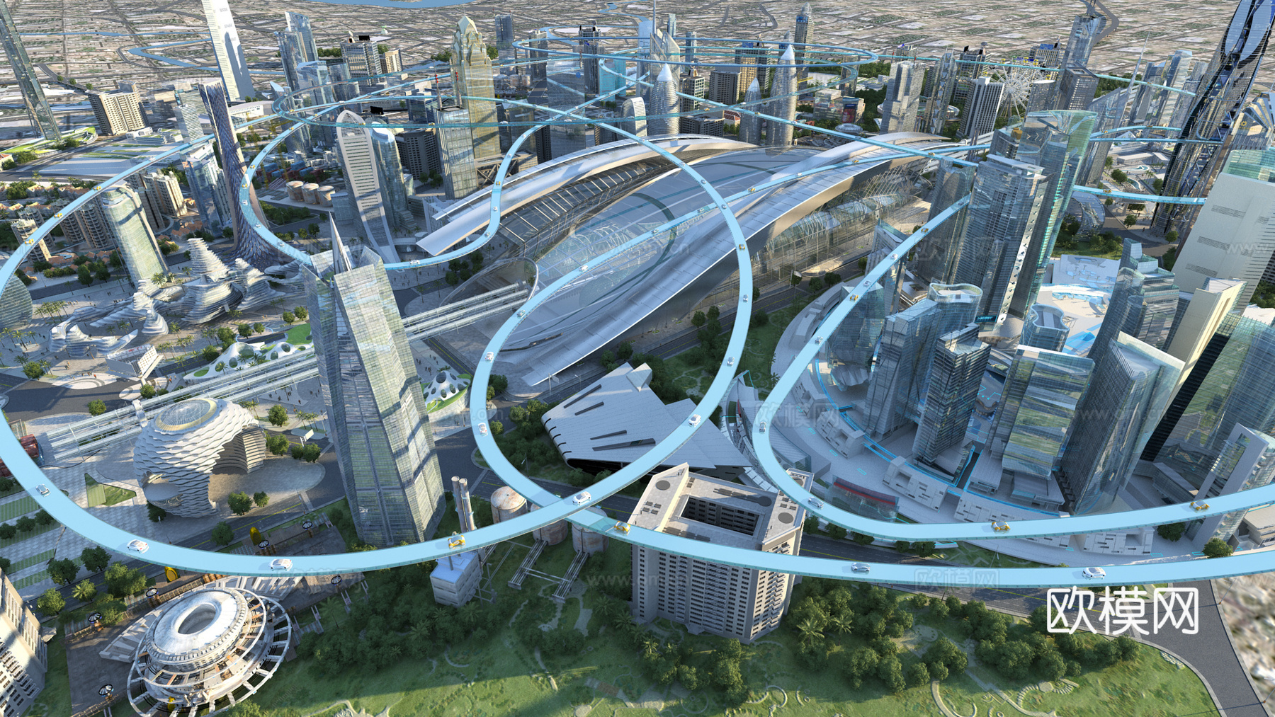 现代科幻未来城市3d模型