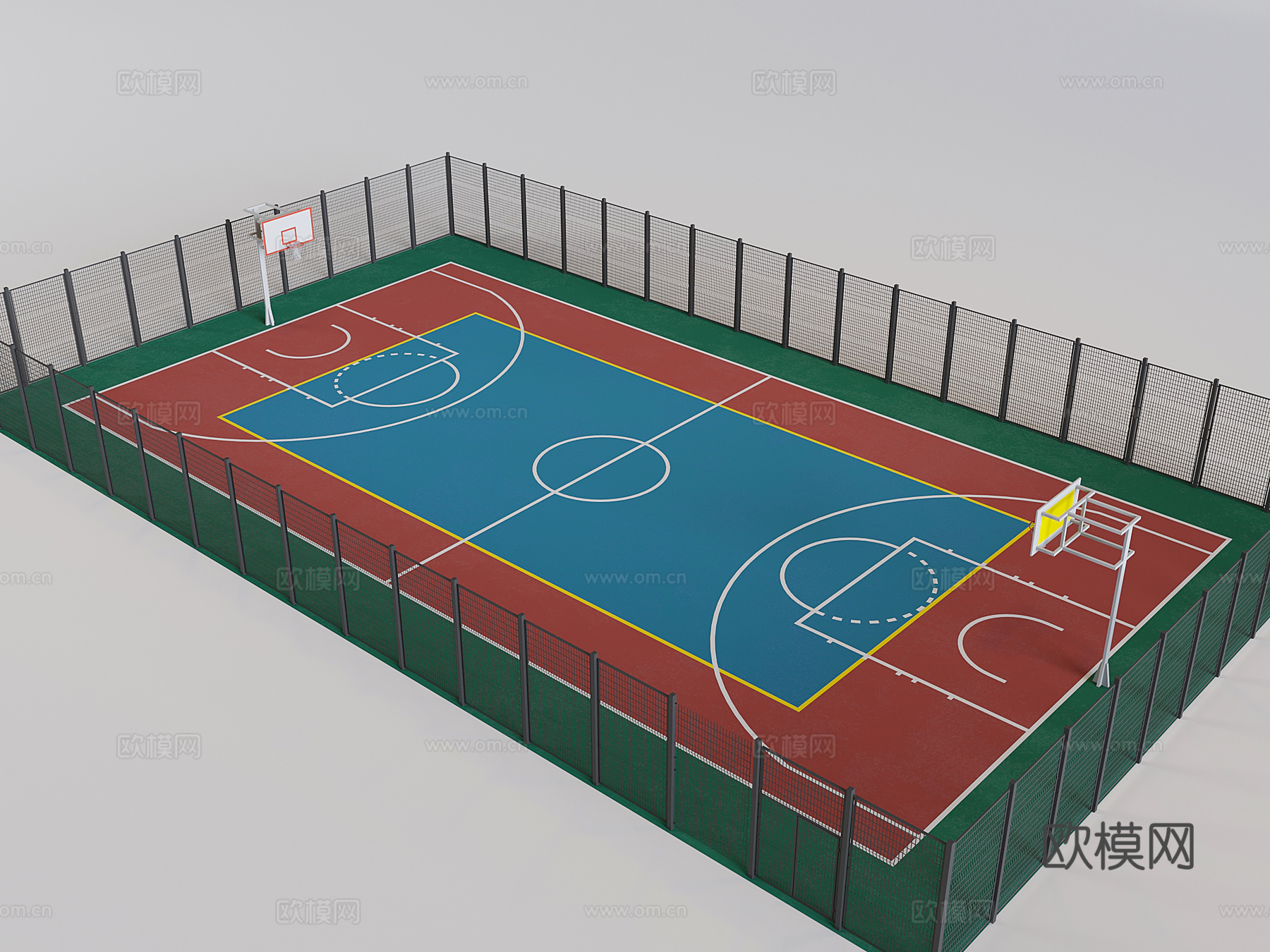 篮球场地围栏护栏su模型