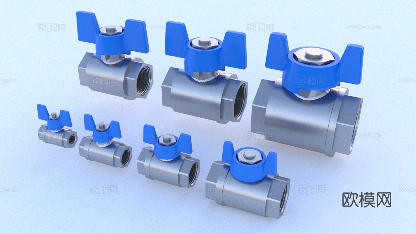 阀门 管道阀门 带T型手柄的开关球阀 闸阀 蝶阀 调节阀 压3d模型