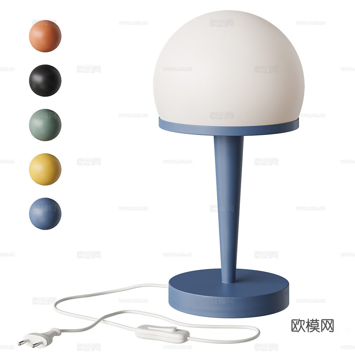 现代奶油风球形台灯3d模型