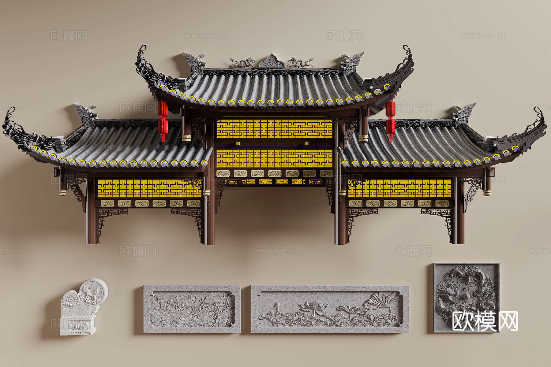 古建屋檐3d模型