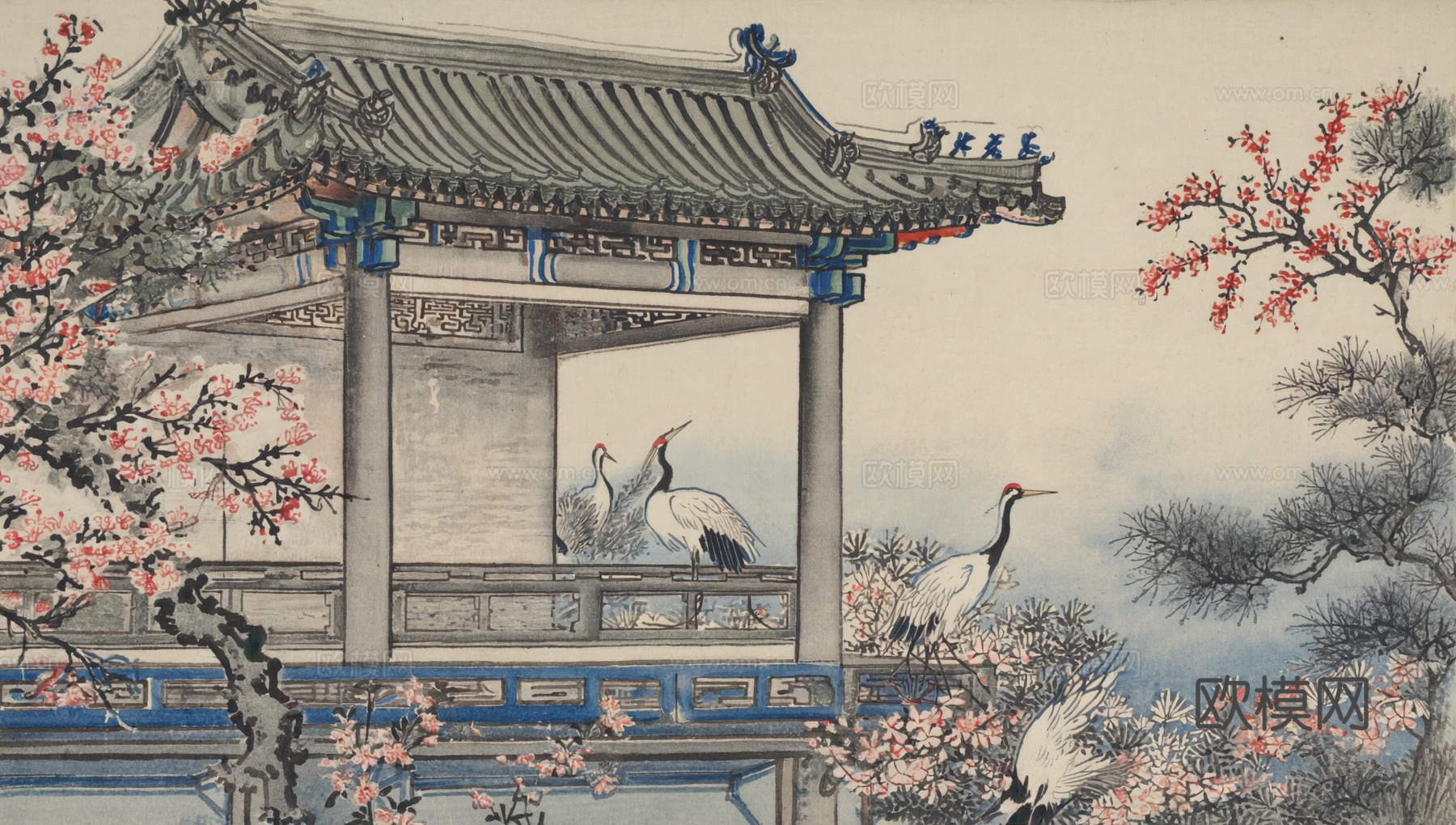 新中式中式挂画 水墨画 国画 建筑 中国风下载