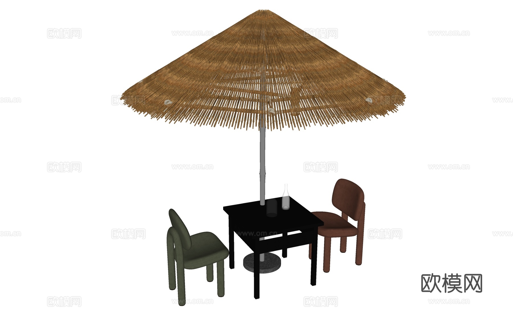 户外桌椅餐桌椅  遮阳伞稻草遮阳伞  沙发椅单人沙发餐su模型