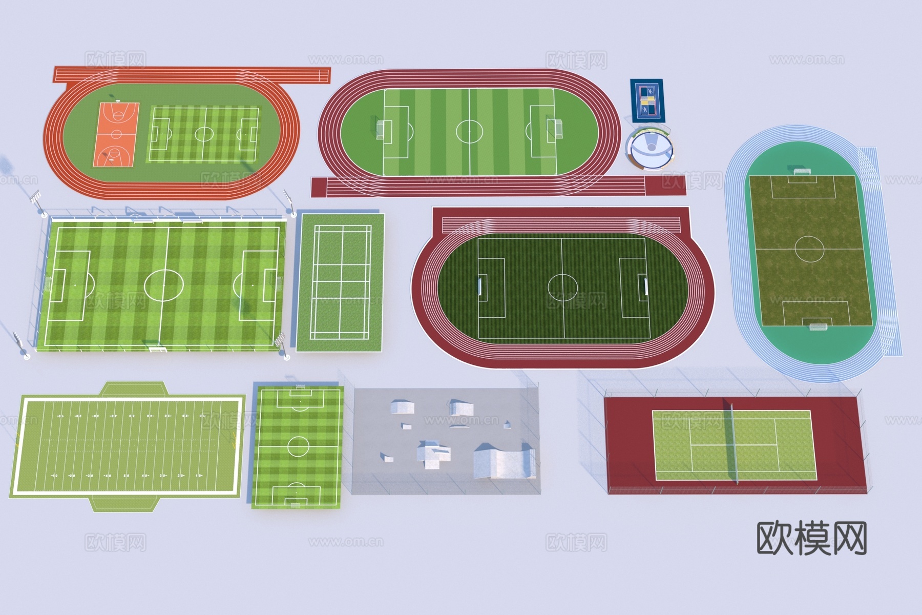 现代运动场3d模型