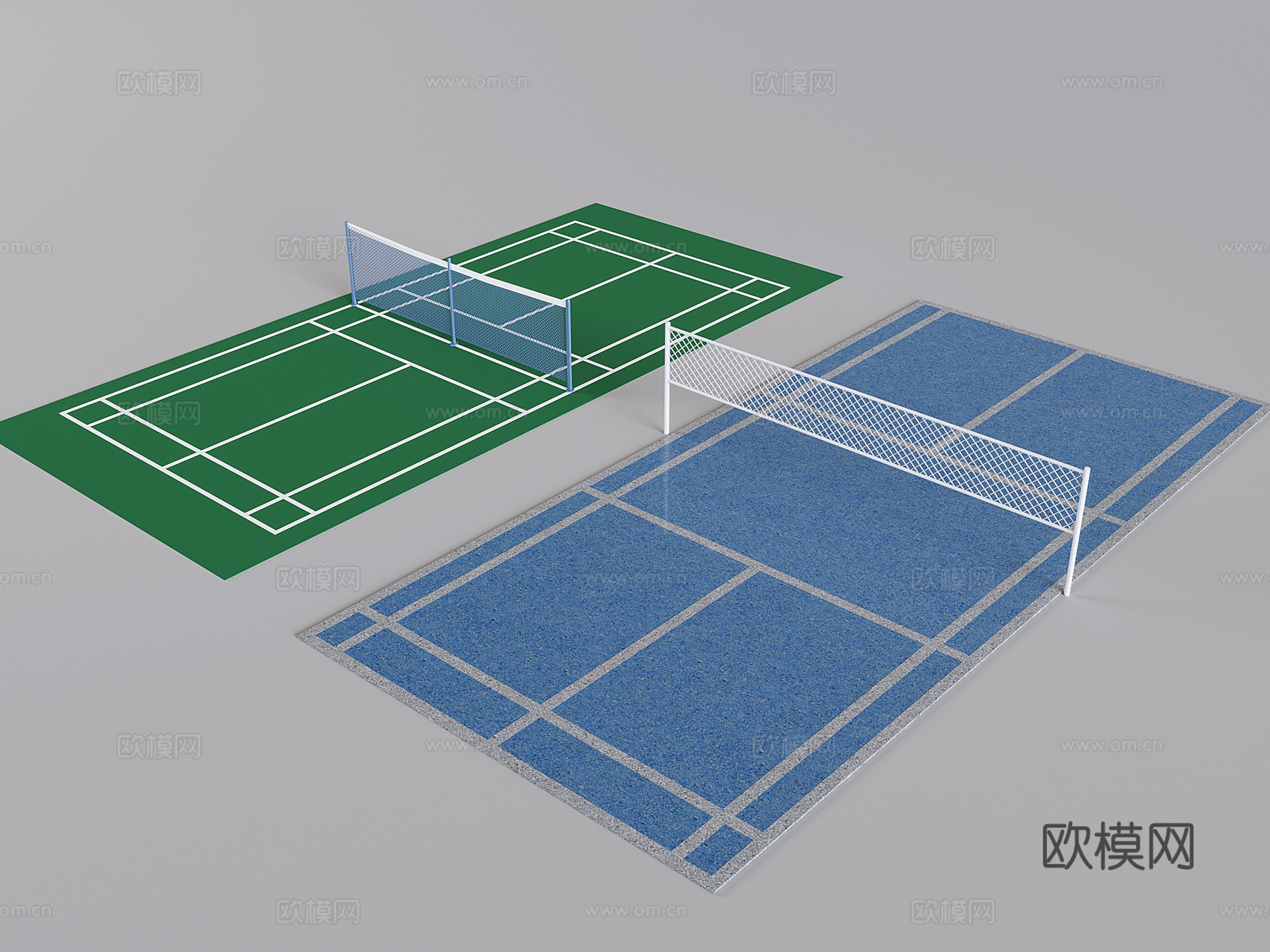 羽毛球训练场地 塑胶体育运动场地3d模型