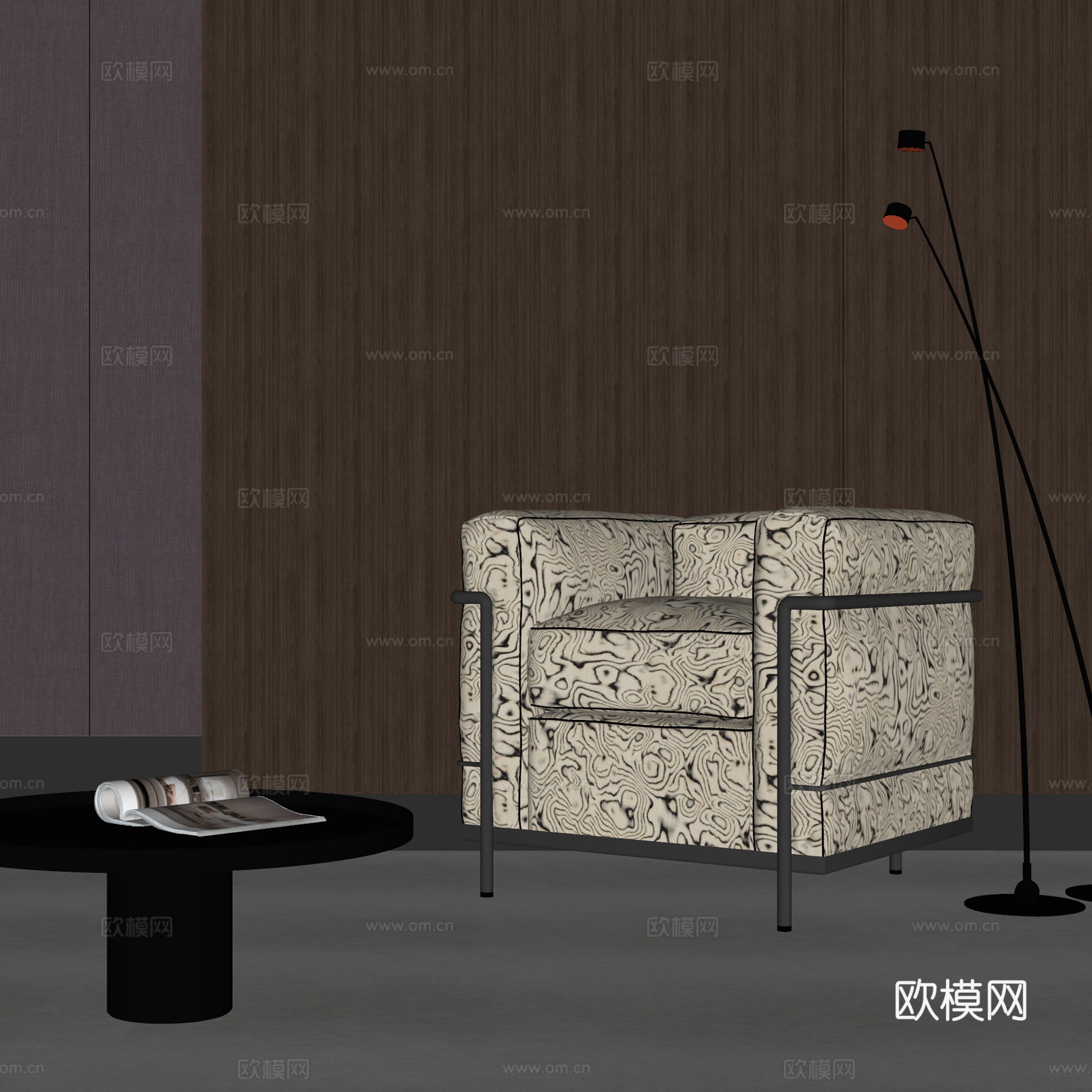 现代单人沙发su模型
