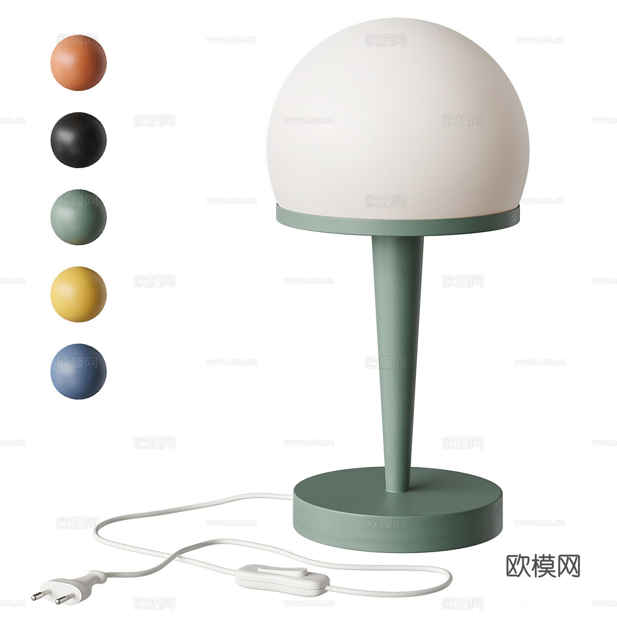现代奶油风球形台灯3d模型