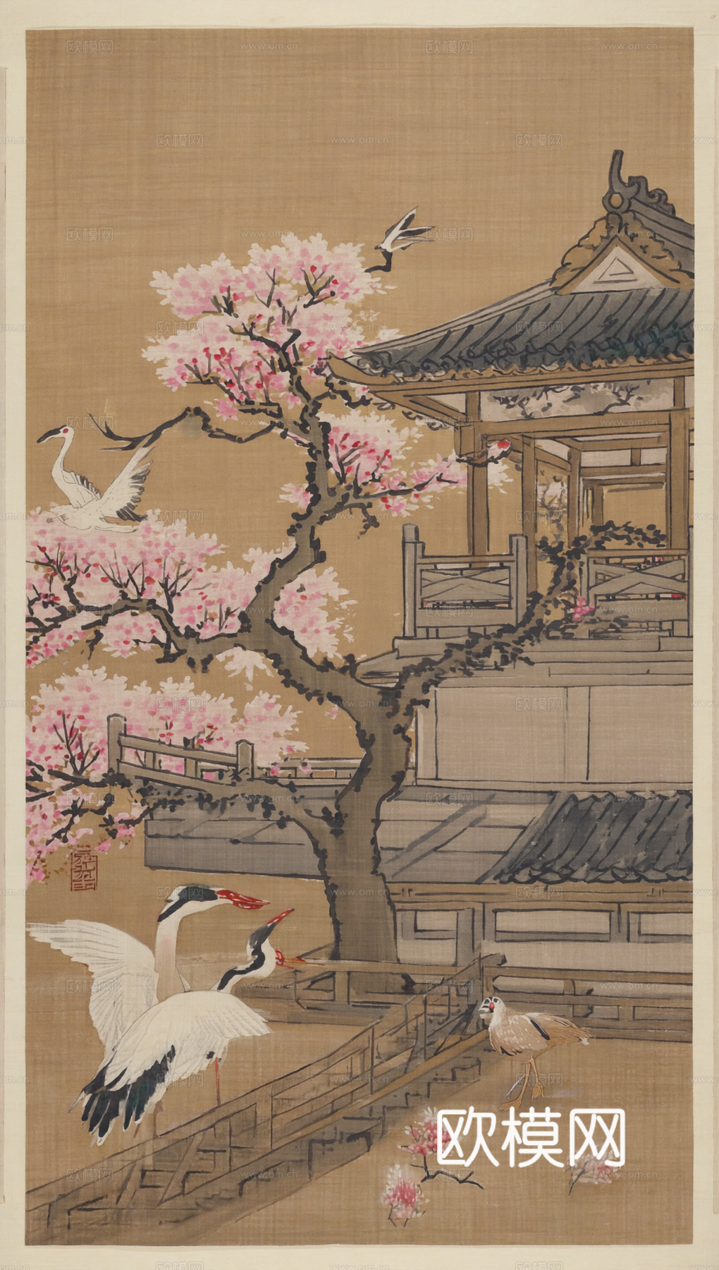 新中式中式挂画 水墨画 国画 建筑 中国风