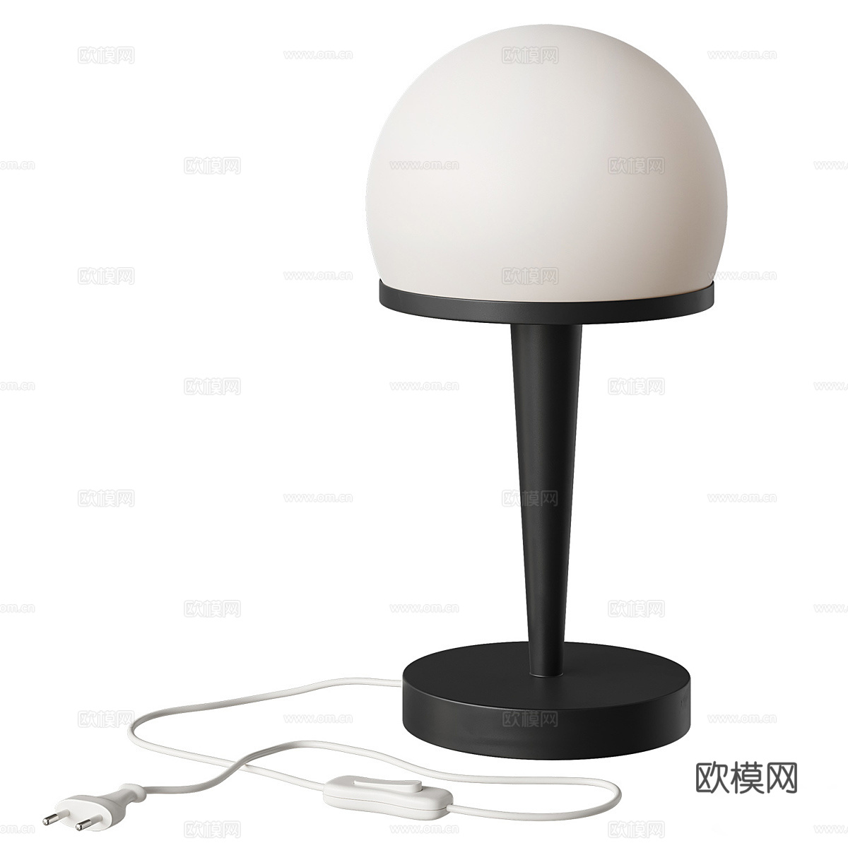 现代奶油风球形台灯3d模型