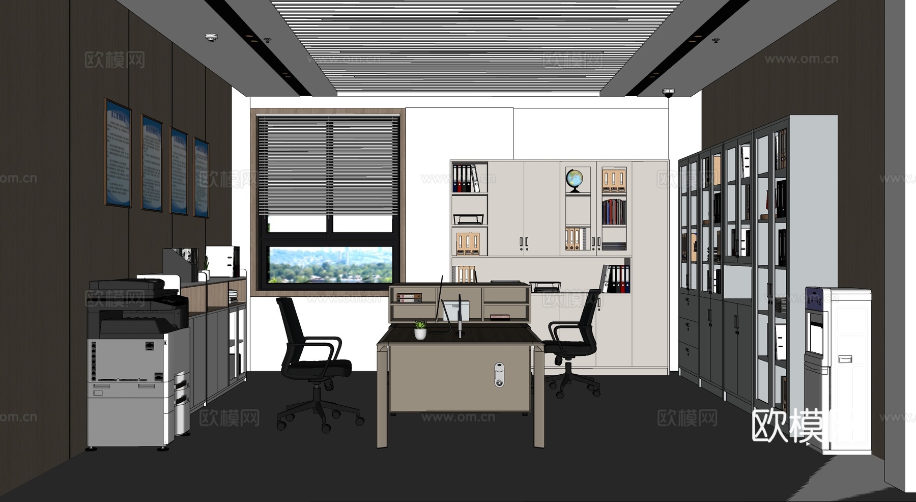 办公室财务室文件柜打印机su模型