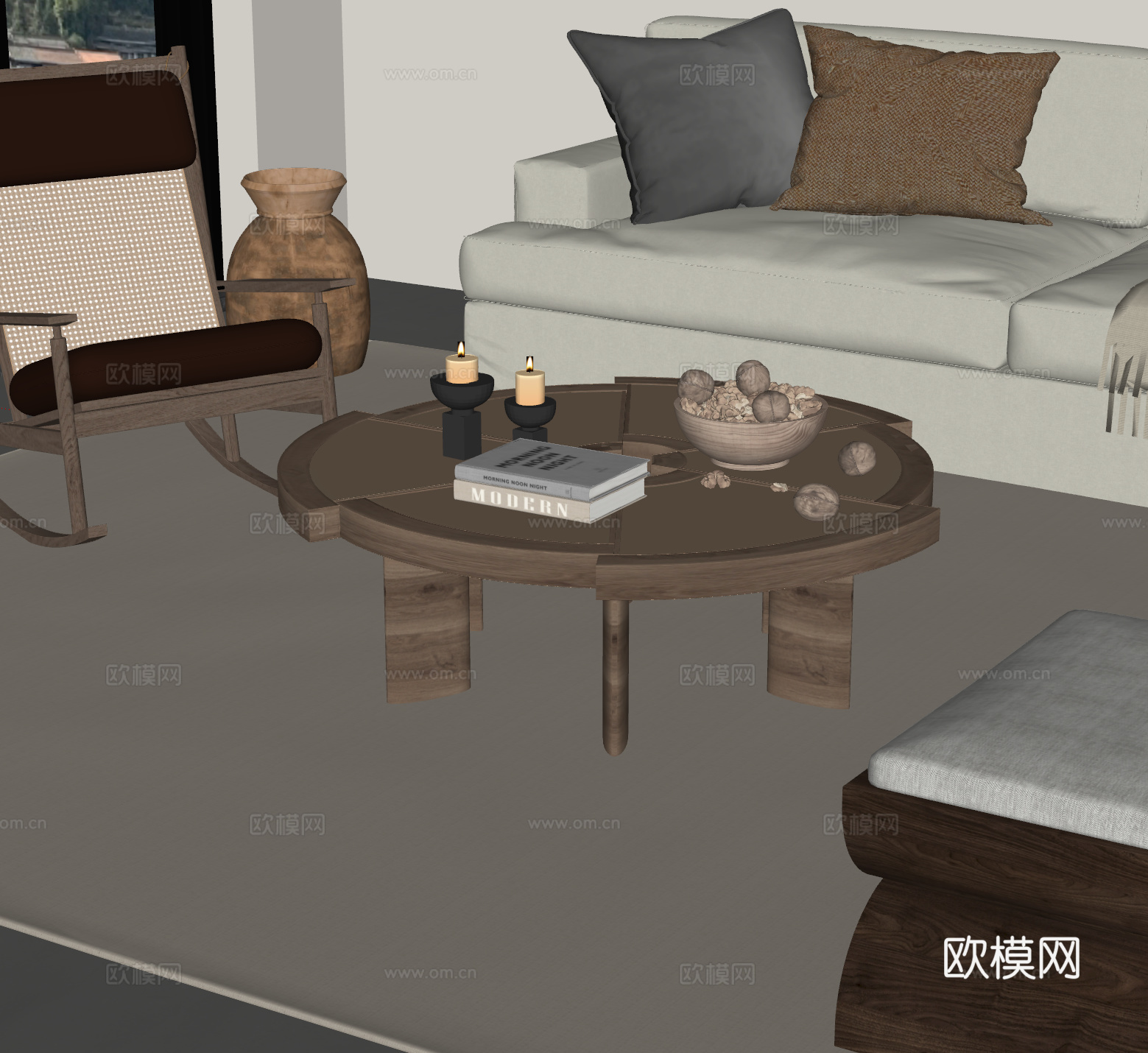 侘寂风茶几su模型