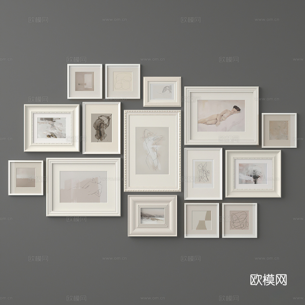 装饰画 照片墙su模型
