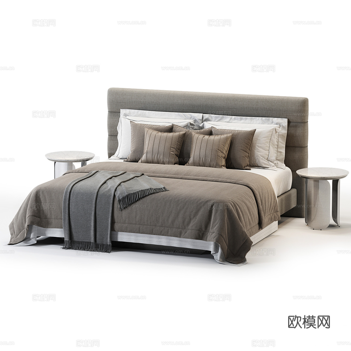 新中式 Domkapa Yumi 布艺双人床3d模型