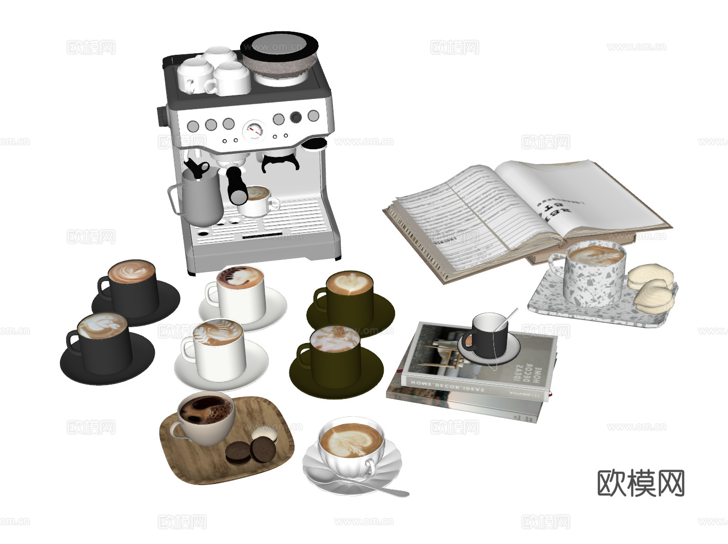现代 咖啡杯 咖啡 杯子杯具 咖啡机 装饰品摆件 星巴克 书su模型