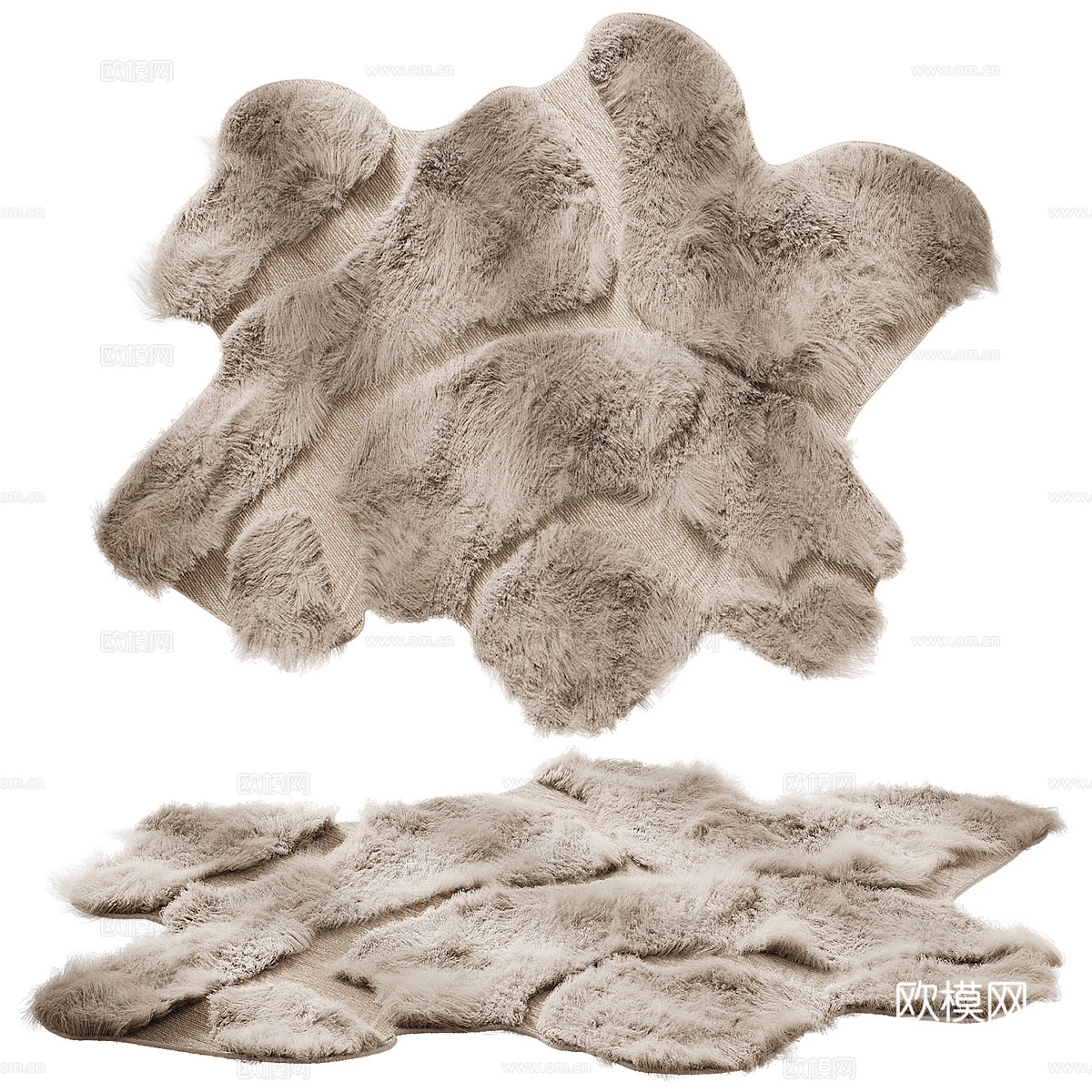 现代轻奢 Cappelen Dimyr 毛绒地毯3d模型下载（渲染图1）