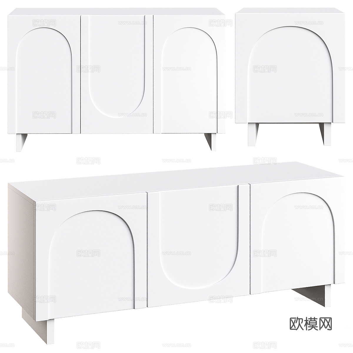 现代奶油风电视柜3d模型