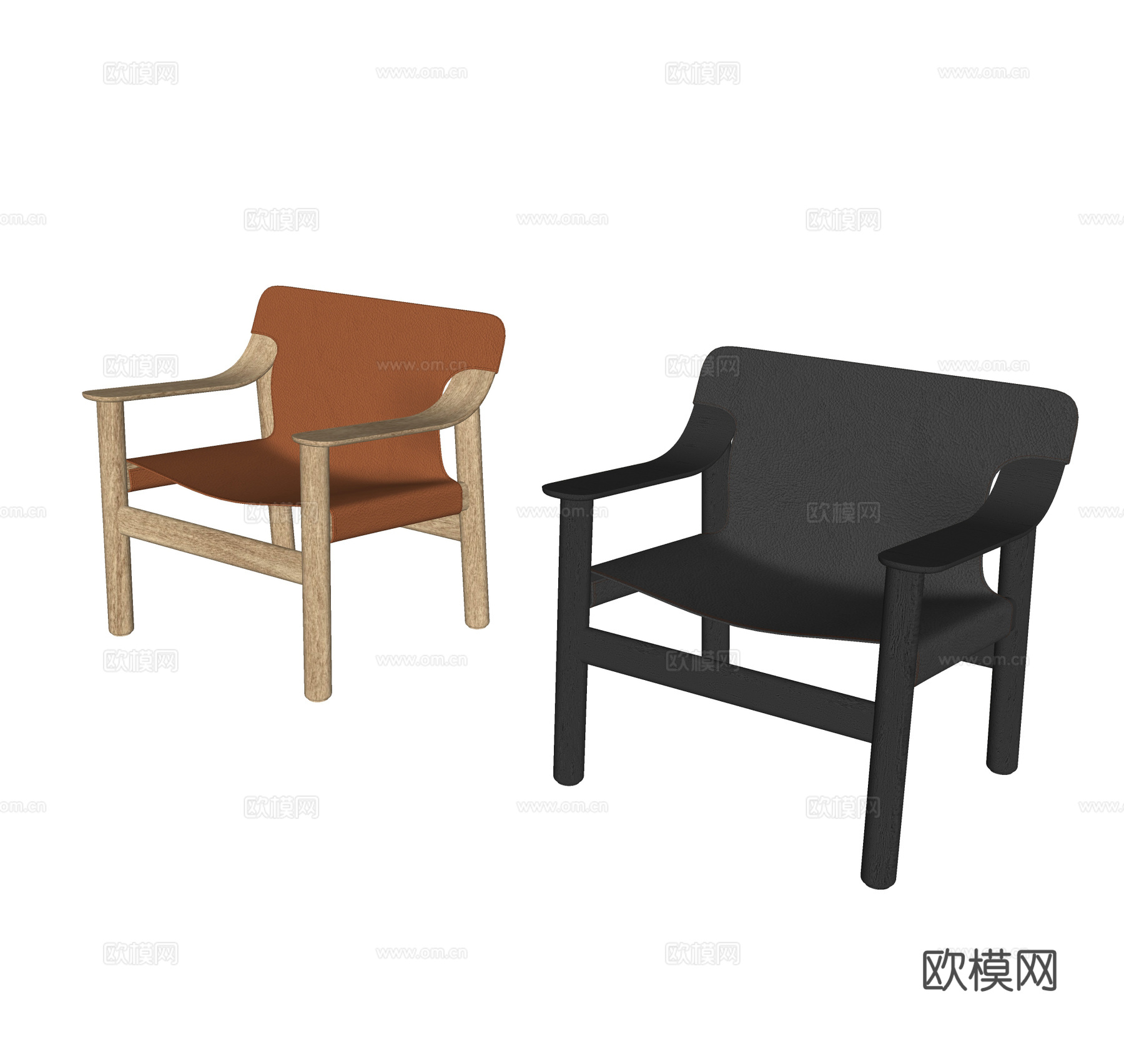 现代皮质休闲椅 扶手椅 单椅su模型
