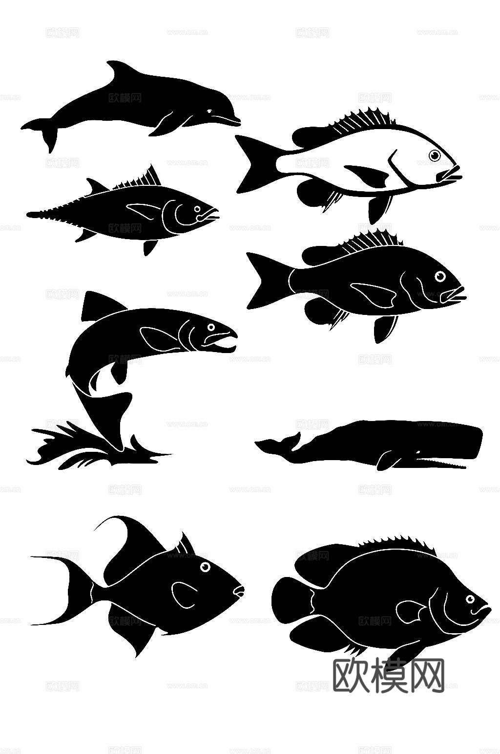 鱼图标 UI 剪影 图标志 海洋生物 鱼