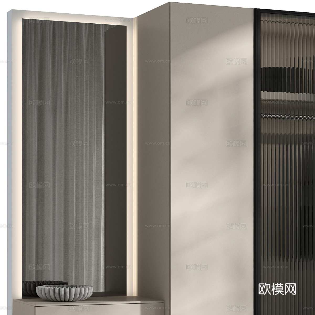 现代极简衣柜3d模型
