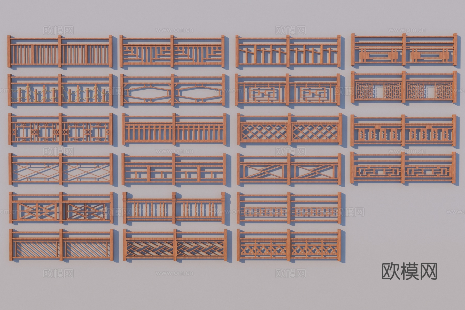 现代围栏护栏3d模型