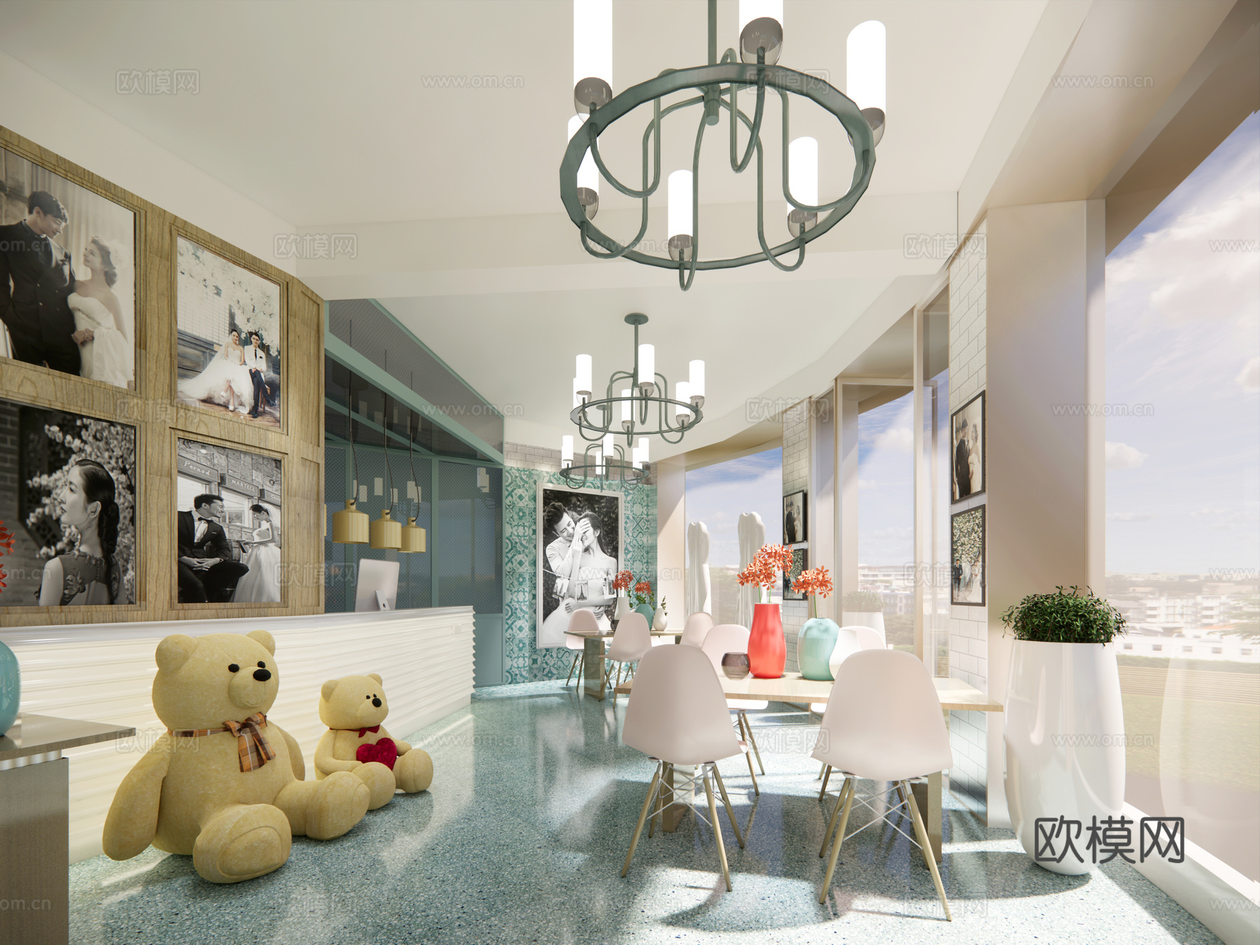 婚纱店 婚纱摄影 店铺接待区su模型