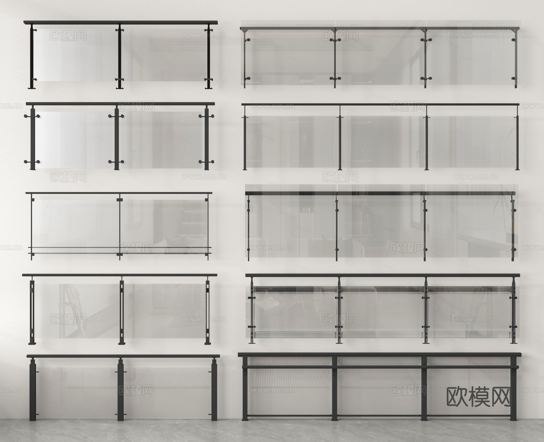 玻璃护栏 玻璃围栏 玻璃栅栏su模型