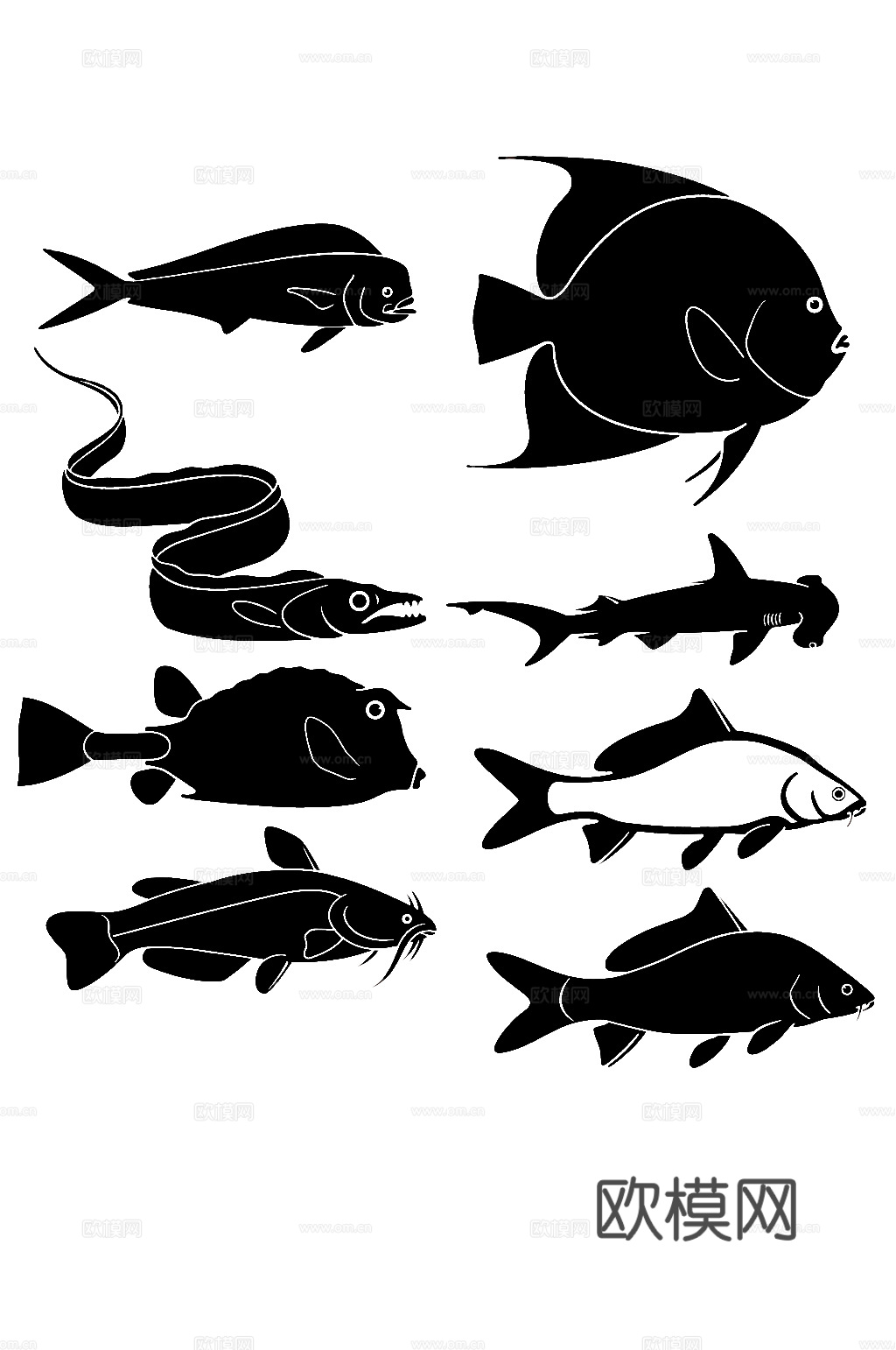 免抠鱼图标 UI 剪影 图标志 海洋生物 鱼