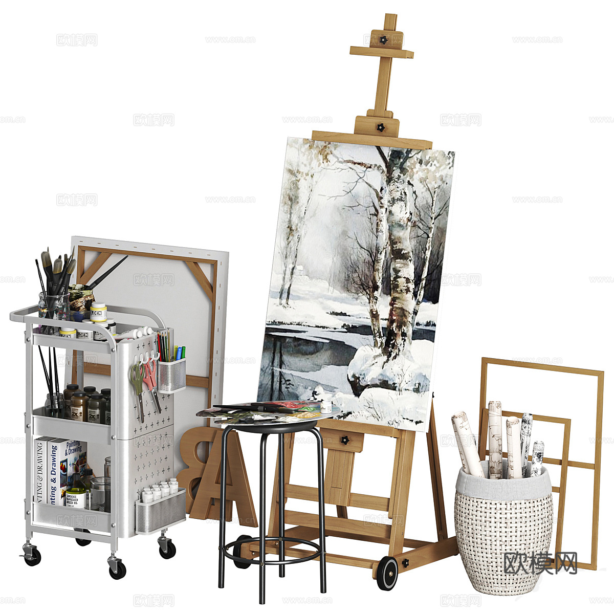 画具 画板 画架3d模型