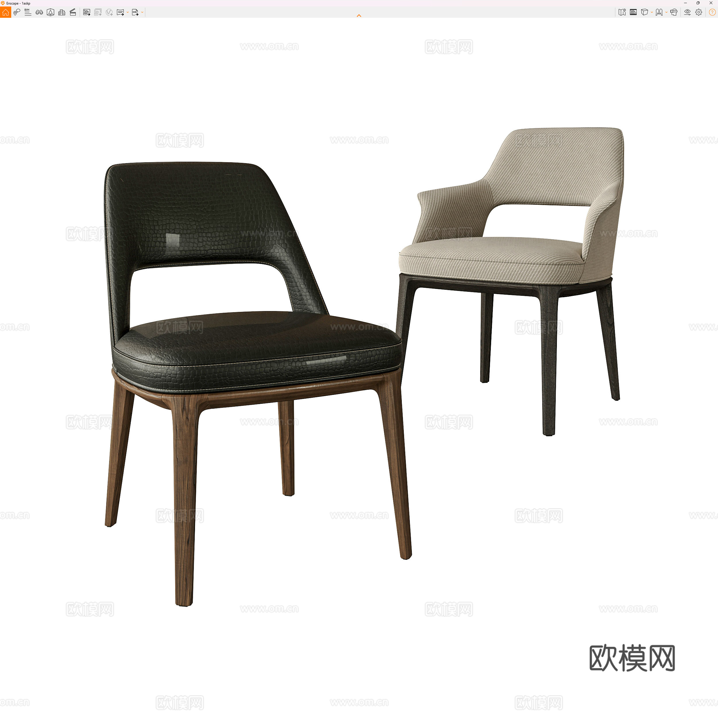 现代休闲椅 Cassina 亚克力休闲椅 布艺休闲椅 沙发椅su模型