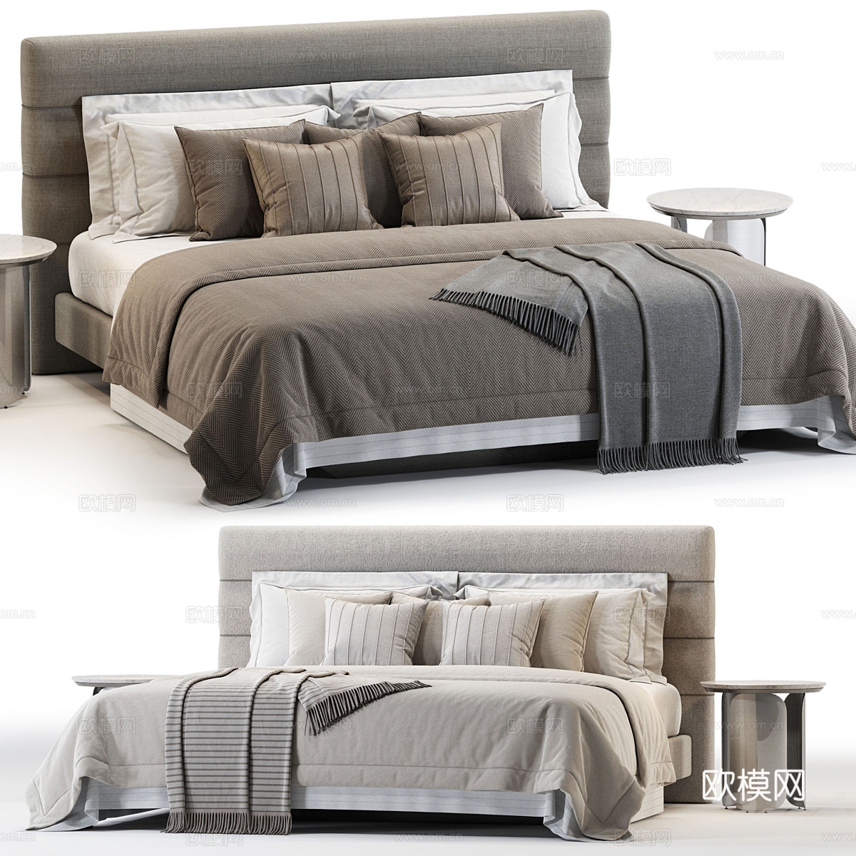 新中式 Domkapa Yumi 布艺双人床3d模型