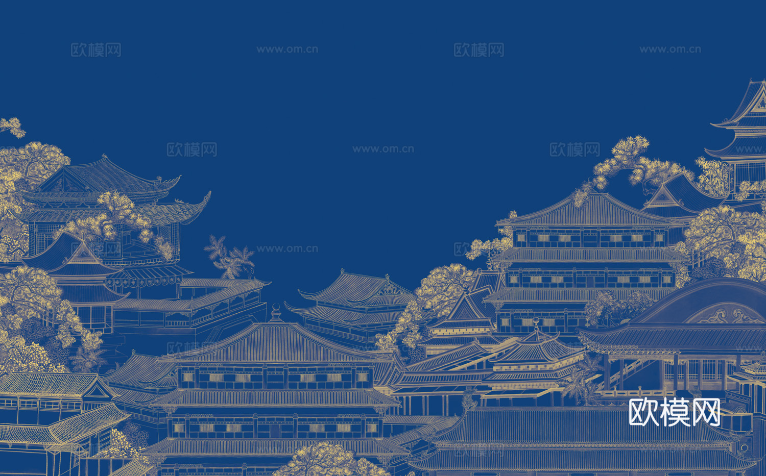 新中式现代艺术壁纸墙布壁布贴图
