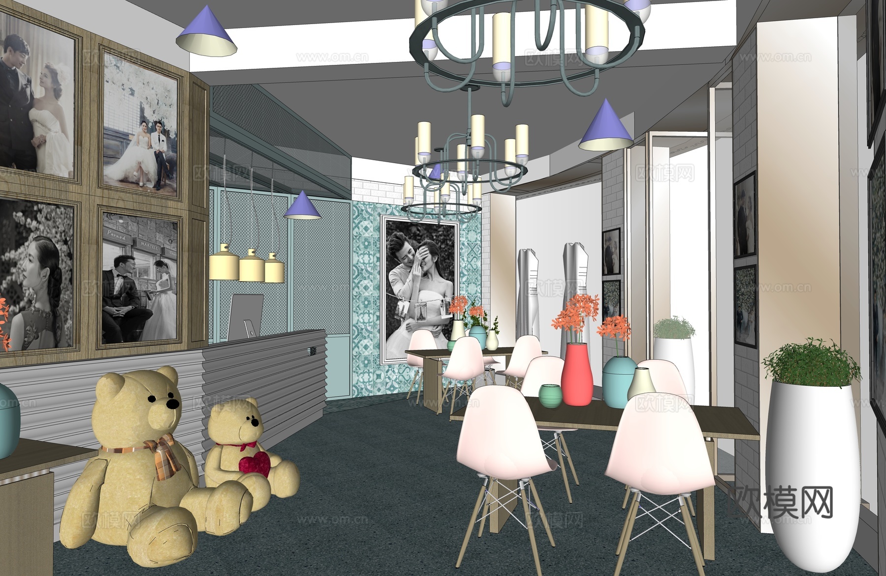 婚纱店 婚纱摄影 店铺接待区su模型