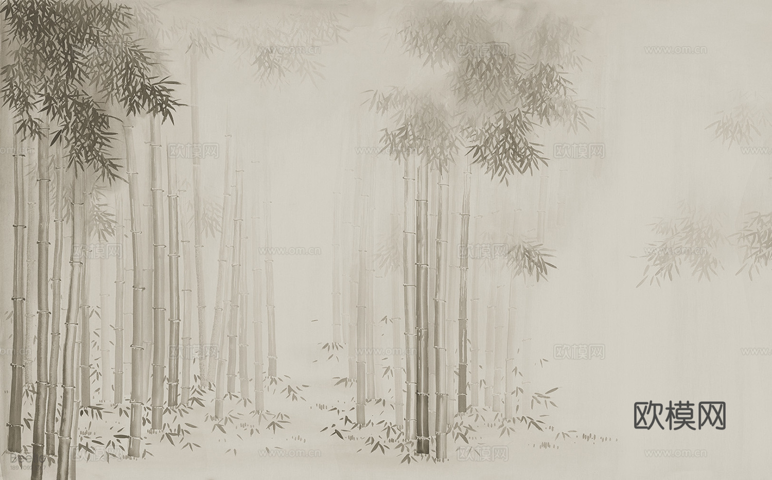 现代水墨壁纸 现代壁画 中式壁画 风景刻画