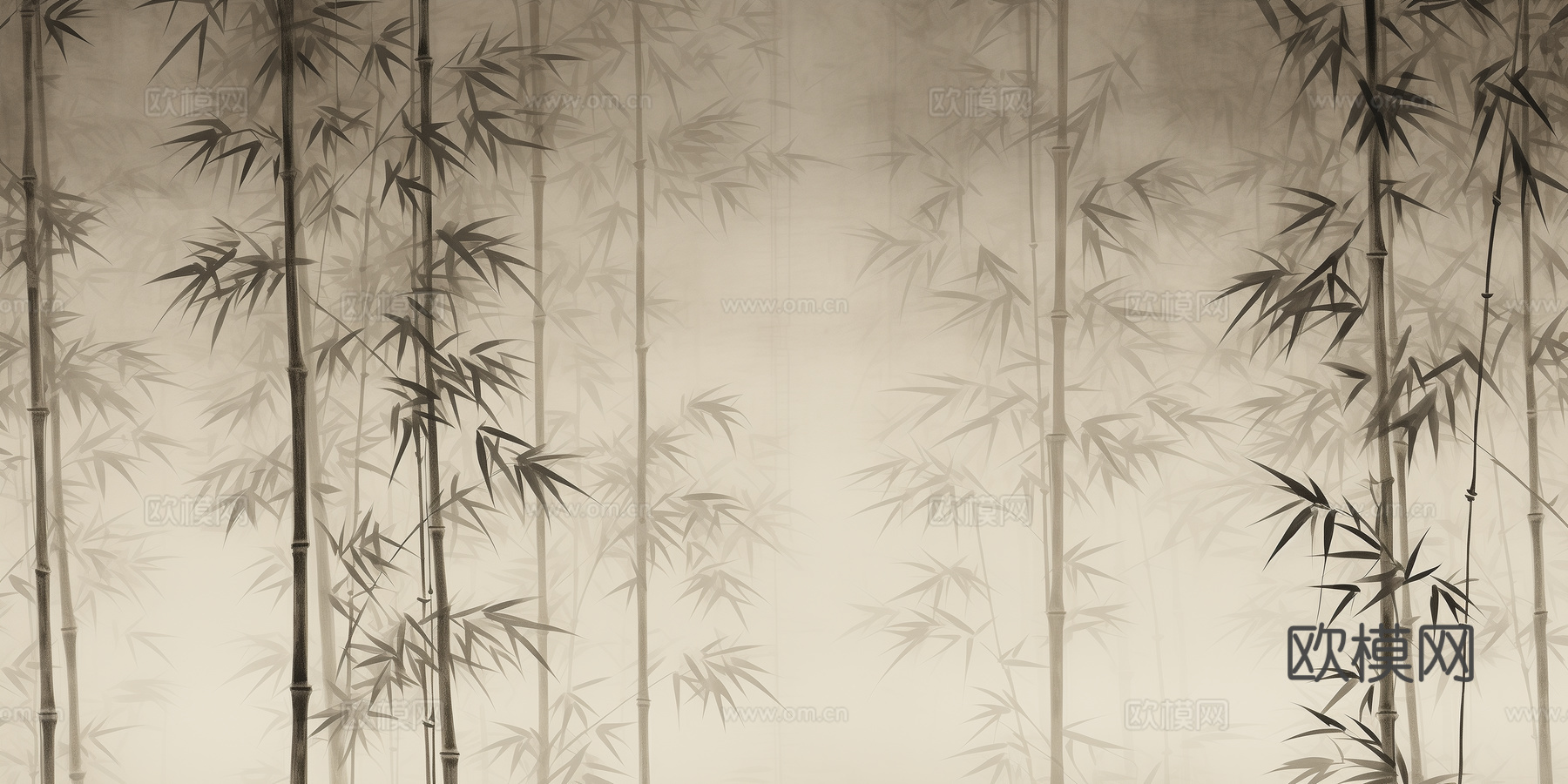 现代水墨壁纸 现代壁画 中式壁画 风景刻画