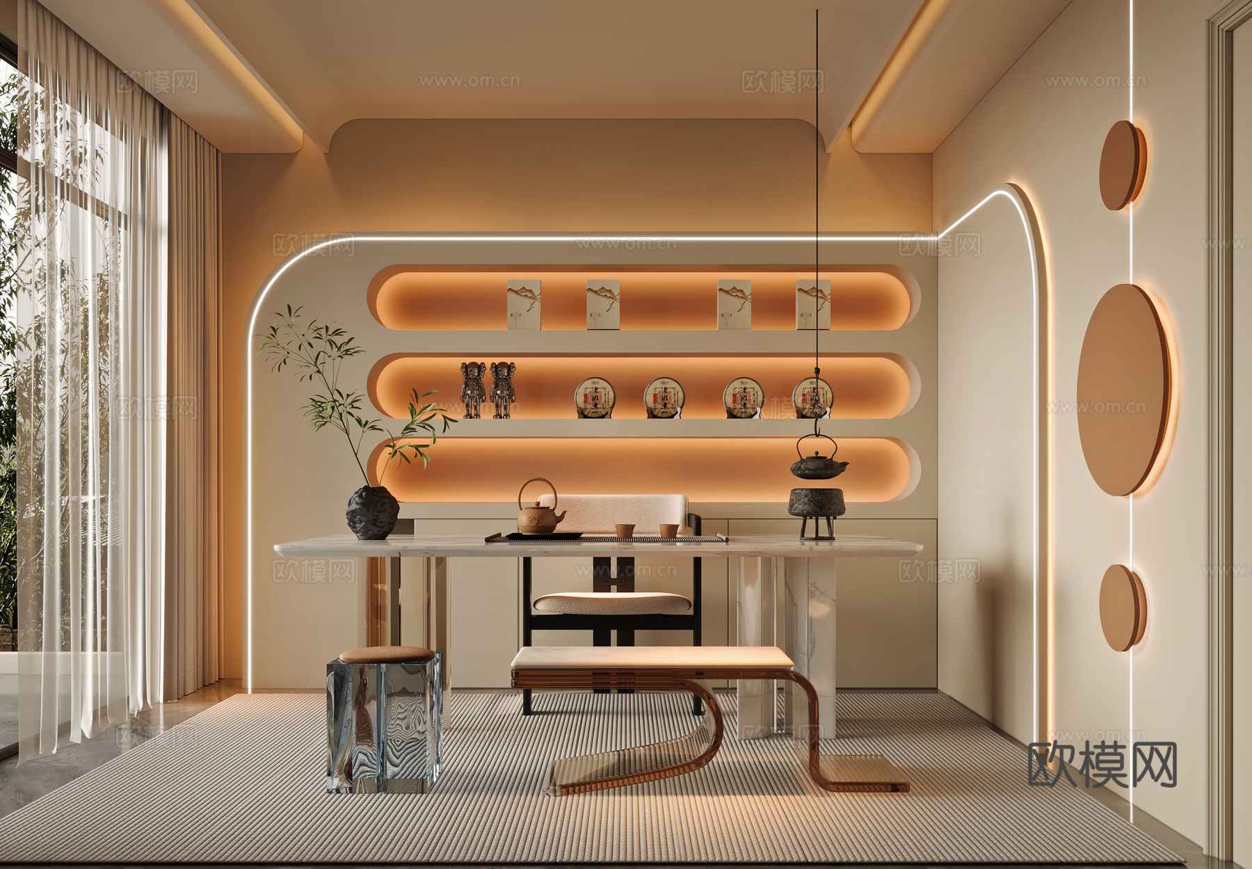 现代茶室3d模型下载