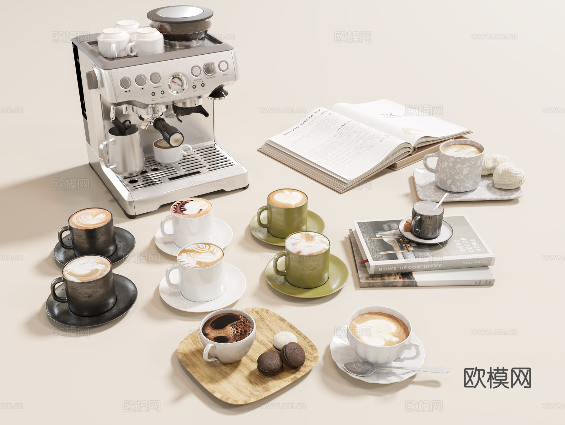 现代 咖啡杯 咖啡 杯子杯具 咖啡机 装饰品摆件 星巴克 书su模型