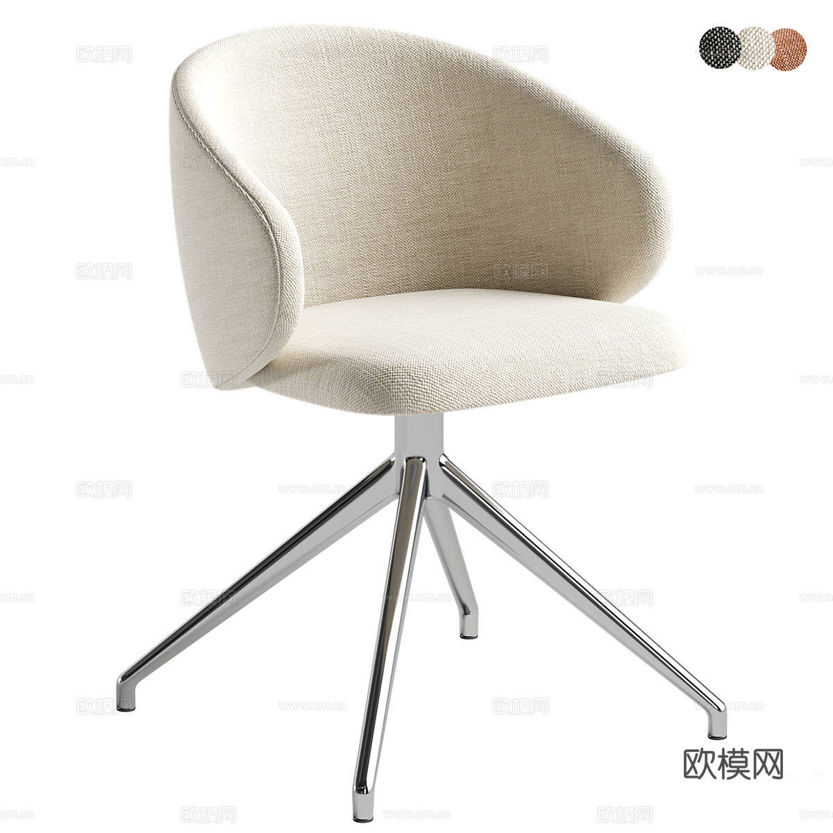 现代意式 Tuka 软垫转椅3d模型