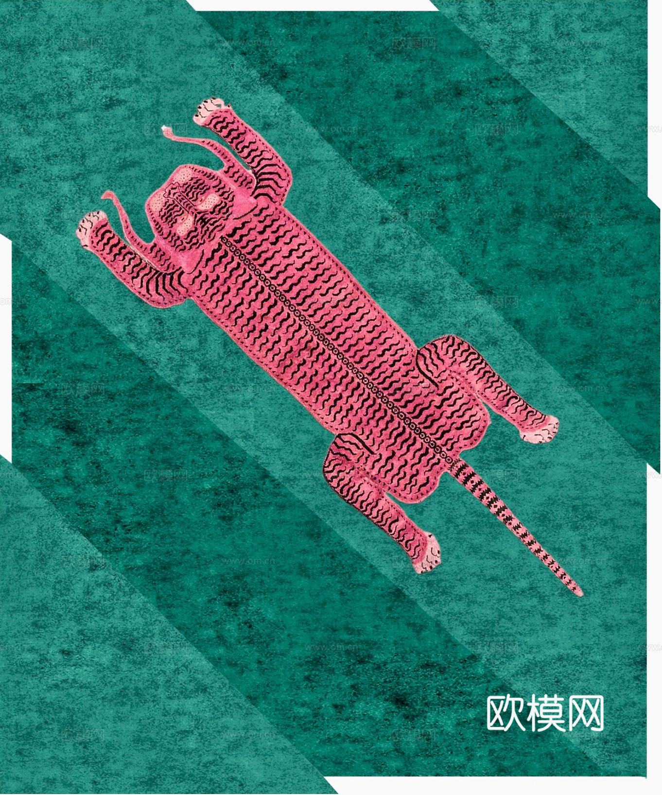 蓝色豹子地毯