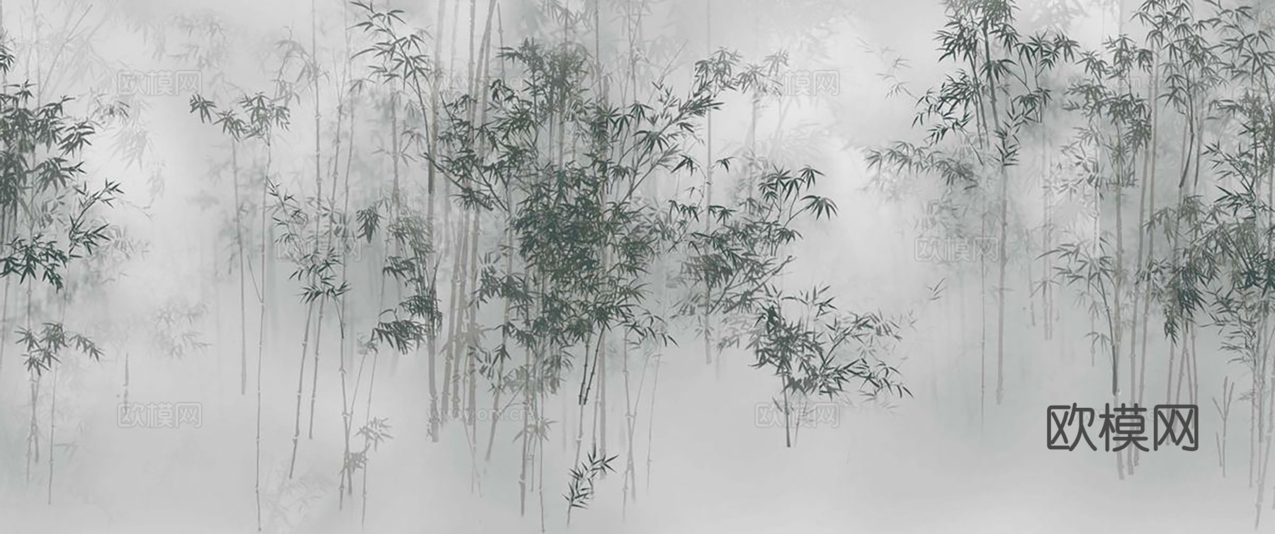 现代水墨壁纸 现代壁画 中式壁画 风景刻画