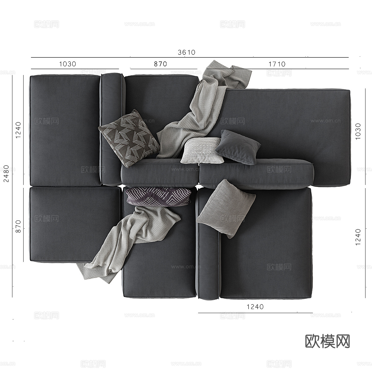 现代意式模块化组合沙发3d模型