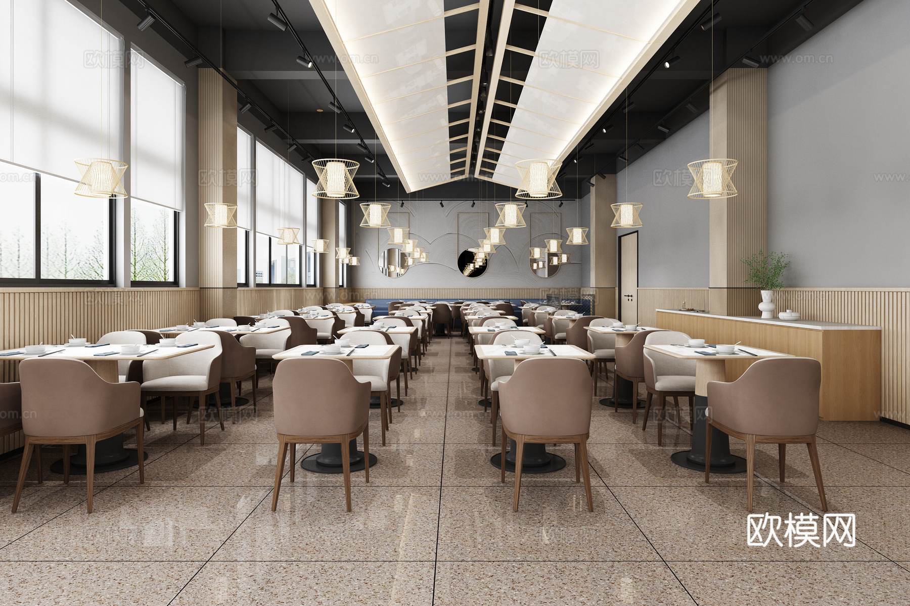 现代餐厅3d模型下载