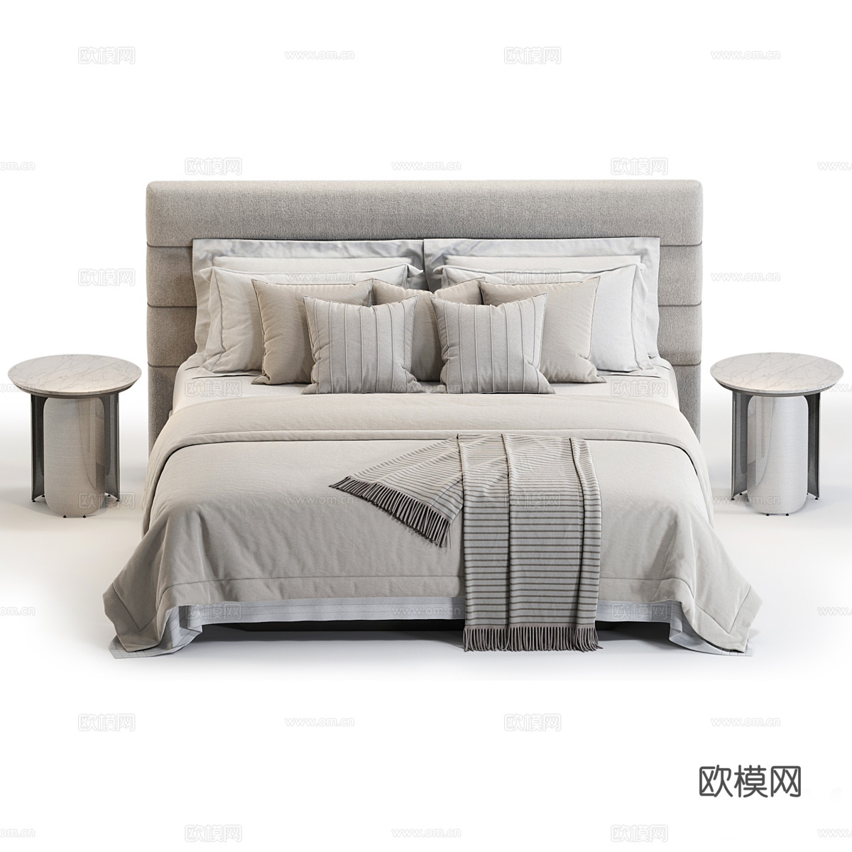 新中式 Domkapa Yumi 布艺双人床3d模型