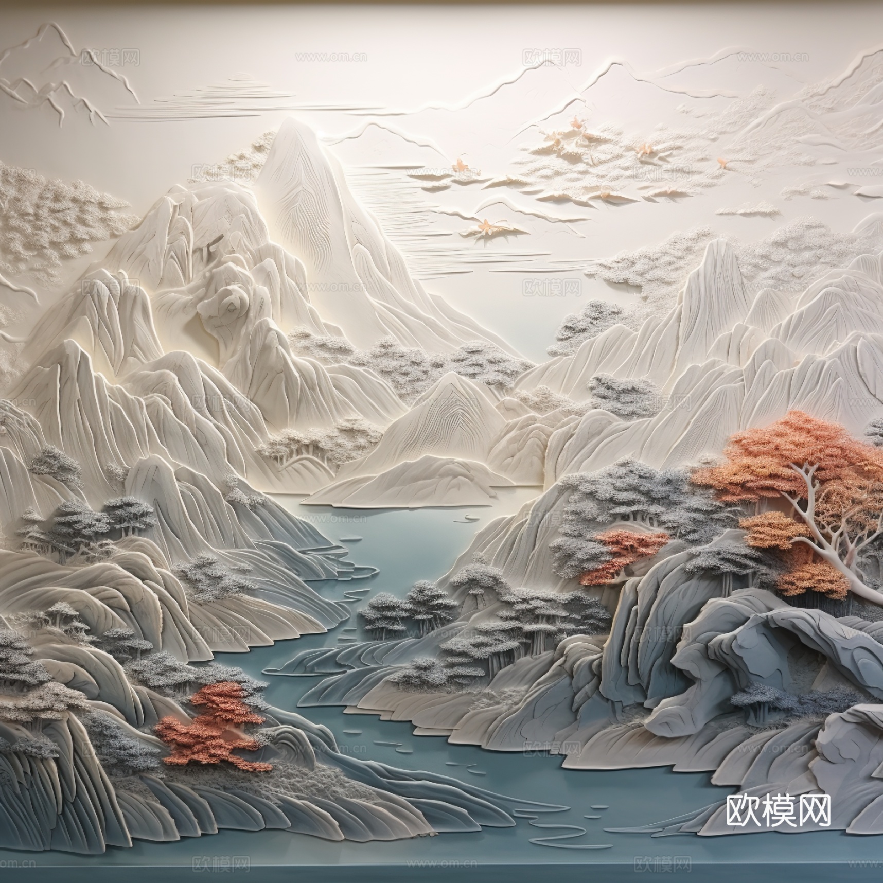 现代壁纸 现代壁画 中式壁画 风景刻画