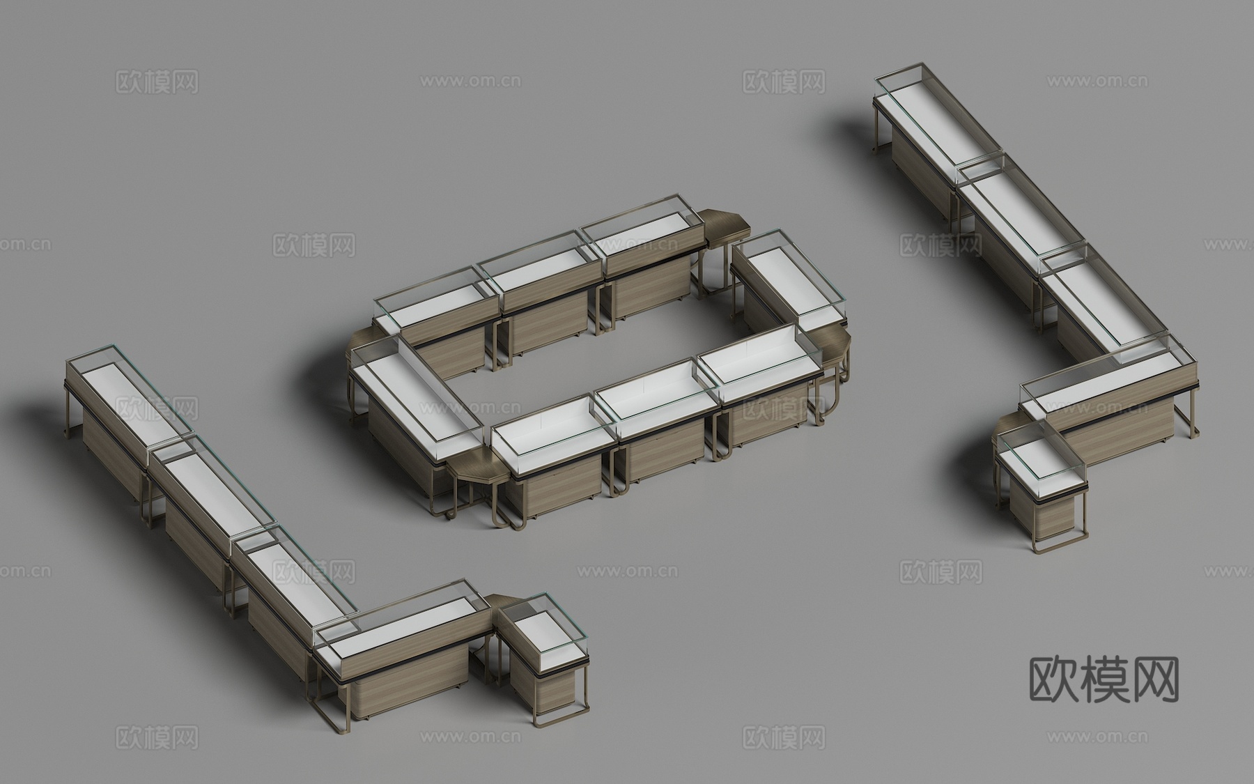 轻奢首饰柜 岛台首饰柜 珠宝展示柜 金店展柜 展示柜3d模型下载