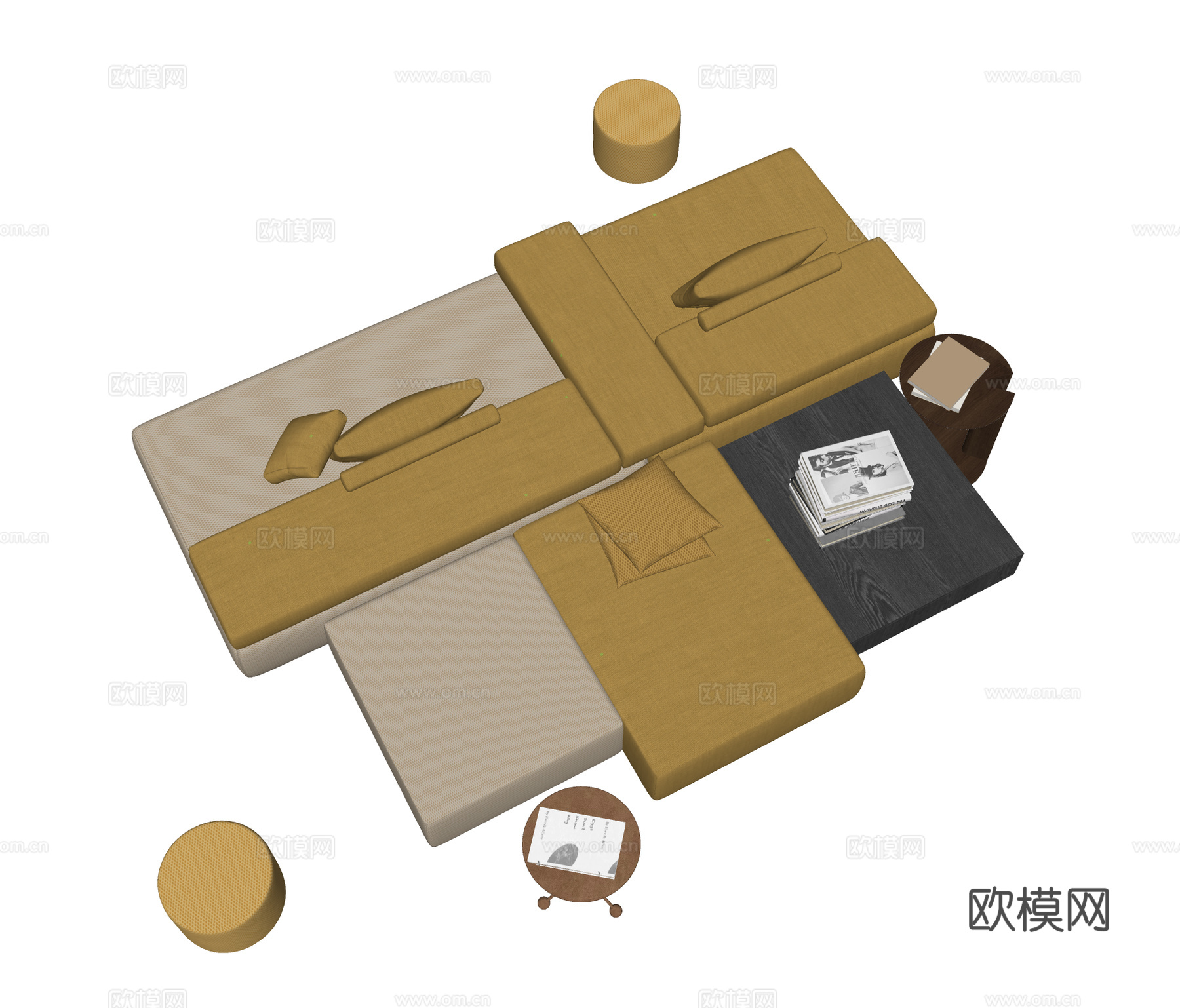 现代沙发组合 办公沙发组合su模型