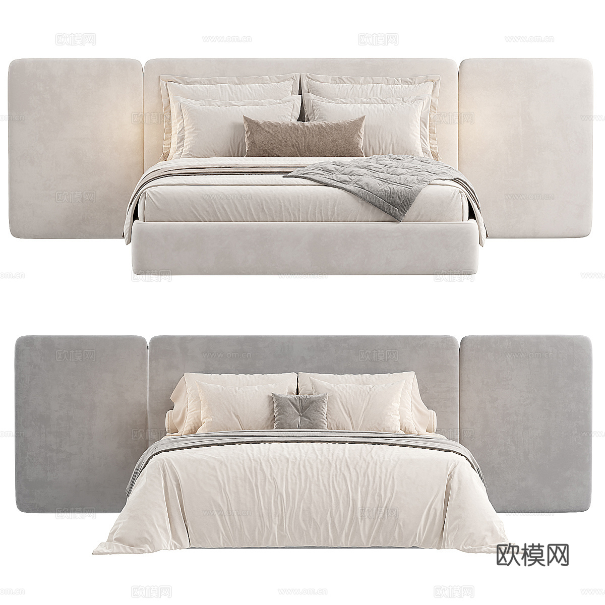 现代奶油风 LOLA 布艺双人床3d模型