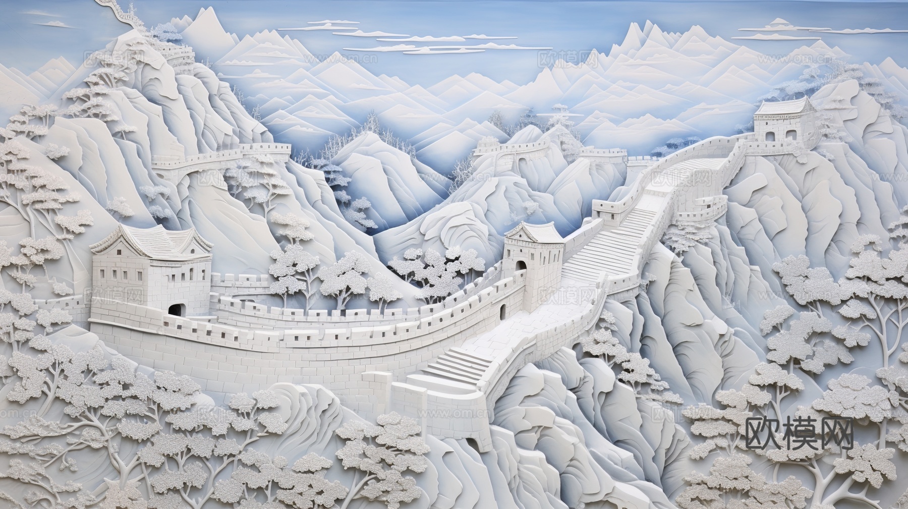 现代壁纸 现代壁画 中式壁画 风景刻画