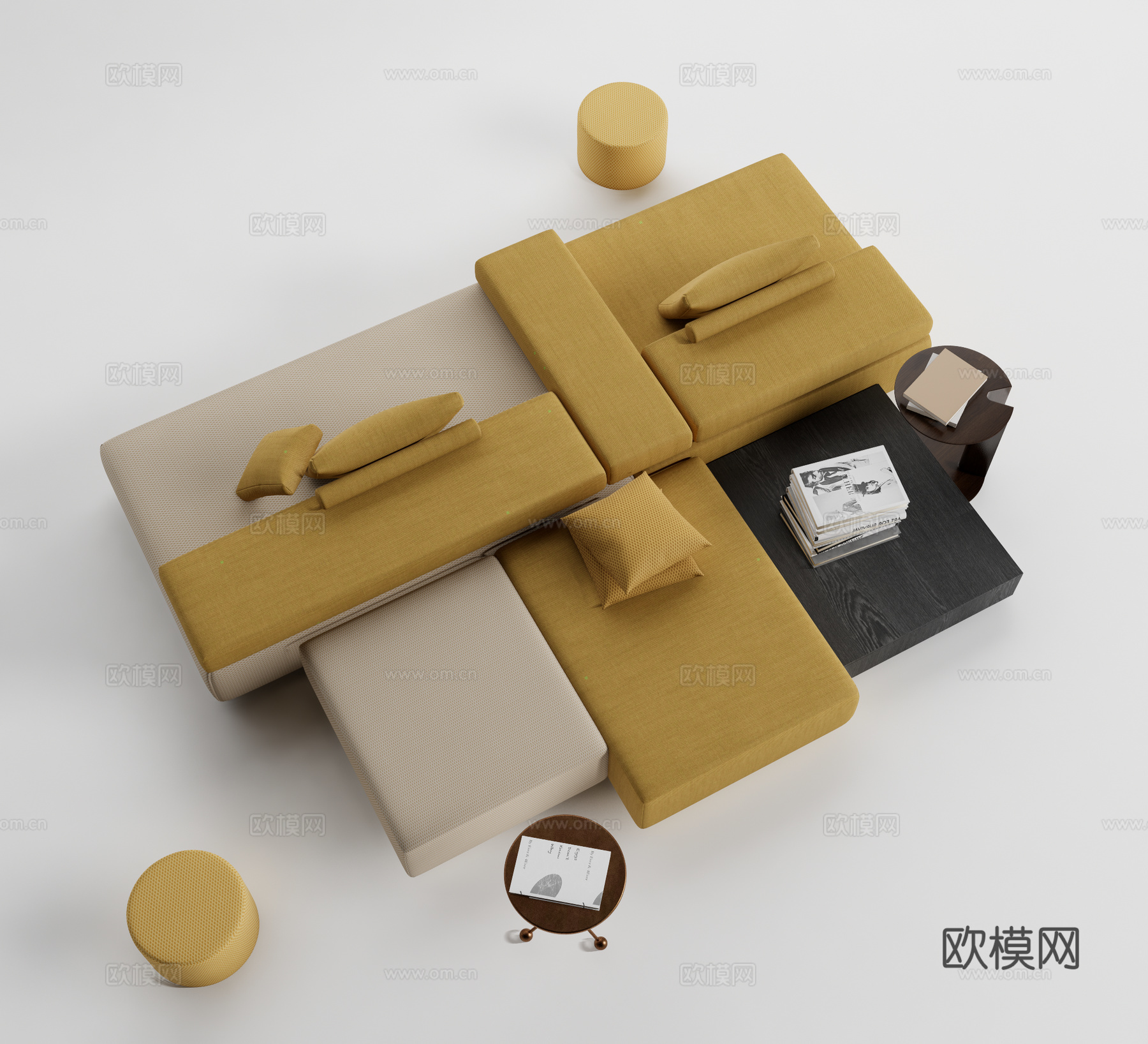 现代沙发组合 办公沙发组合su模型